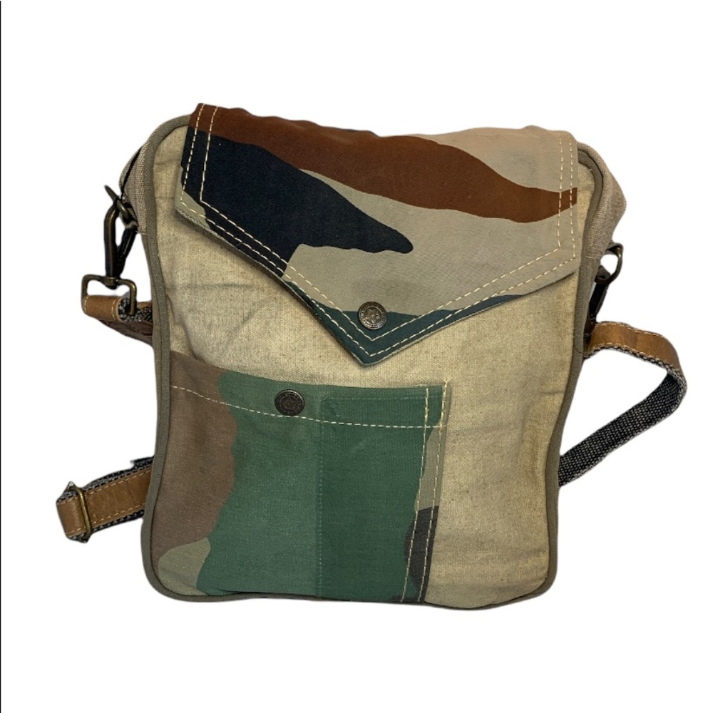 Vintage Addiction Recycled Tent Camo Crossbody Bag